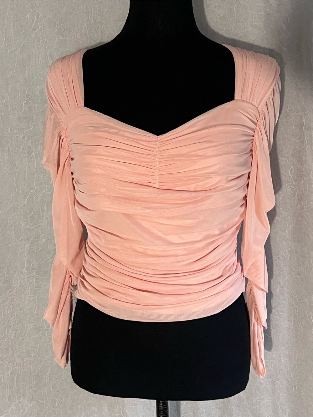 Express Blush Pink Ruched Off-Shoulder Blouse